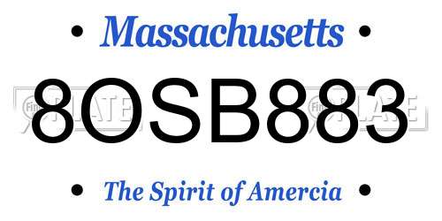 8OSB883 Massachusetts License Plate