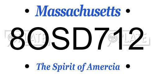 8OSD712 Massachusetts License Plate