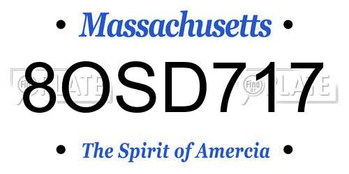 8OSD717 Massachusetts License Plate