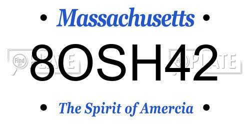 8OSH42 Massachusetts License Plate