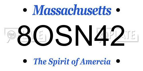 8OSN42 Massachusetts License Plate