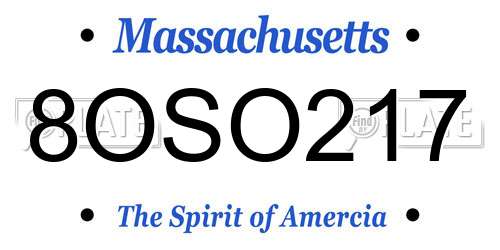 8OSO217 Massachusetts License Plate
