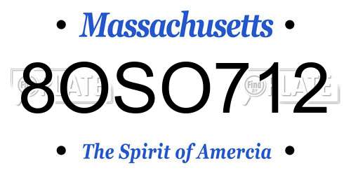8OSO712 Massachusetts License Plate