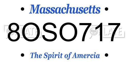 8OSO717 Massachusetts License Plate