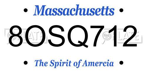8OSQ712 Massachusetts License Plate