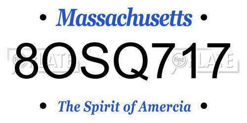 8OSQ717 Massachusetts License Plate