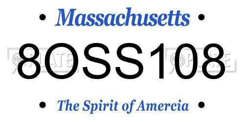 8OSS108 Massachusetts License Plate
