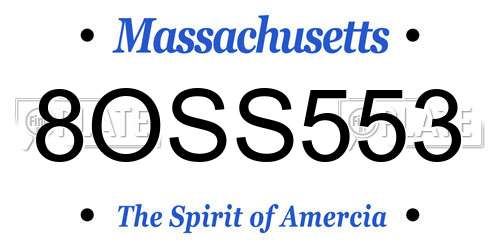 8OSS553 Massachusetts License Plate