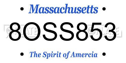 8OSS853 Massachusetts License Plate