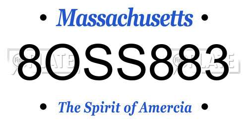 8OSS883 Massachusetts License Plate