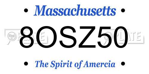 8OSZ50 Massachusetts License Plate