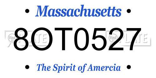 8OT0527 Massachusetts License Plate