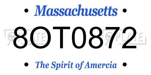 8OT0872 Massachusetts License Plate