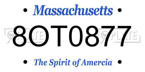 8OT0877 Massachusetts License Plate