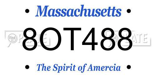 8OT488 Massachusetts License Plate