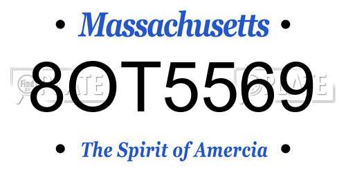 8OT5569 Massachusetts License Plate