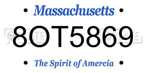 8OT5869 Massachusetts License Plate