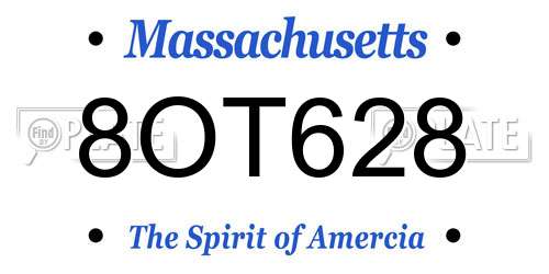 8OT628 Massachusetts License Plate