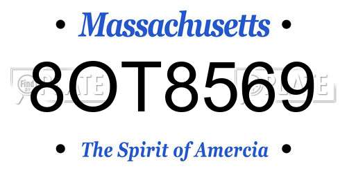 8OT8569 Massachusetts License Plate