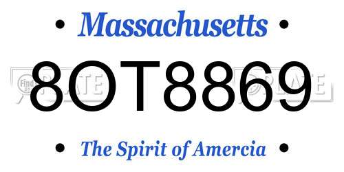 8OT8869 Massachusetts License Plate