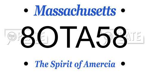8OTA58 Massachusetts License Plate