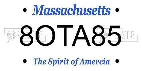 8OTA85 Massachusetts License Plate