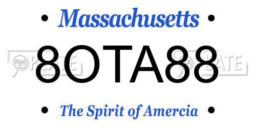 8OTA88 Massachusetts License Plate