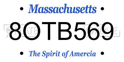 8OTB569 Massachusetts License Plate