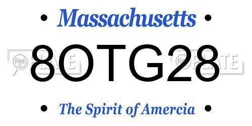 8OTG28 Massachusetts License Plate