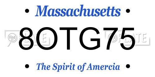 8OTG75 Massachusetts License Plate