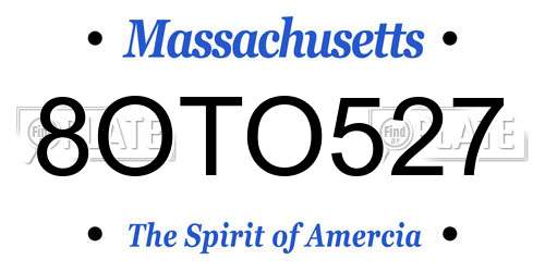 8OTO527 Massachusetts License Plate