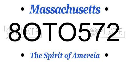 8OTO572 Massachusetts License Plate