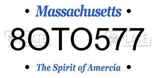 8OTO577 Massachusetts License Plate