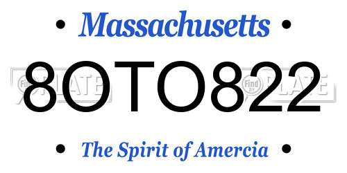 8OTO822 Massachusetts License Plate