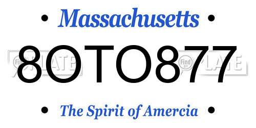 8OTO877 Massachusetts License Plate