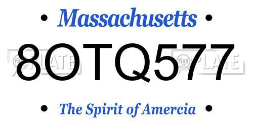 8OTQ577 Massachusetts License Plate