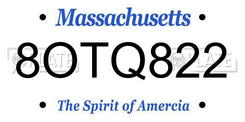 8OTQ822 Massachusetts License Plate