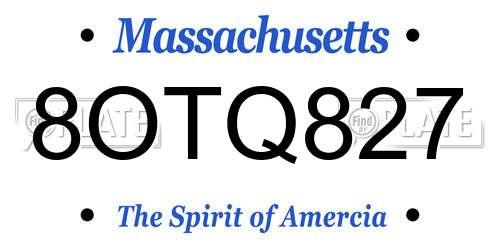 8OTQ827 Massachusetts License Plate