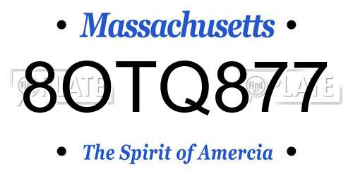 8OTQ877 Massachusetts License Plate