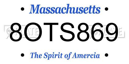 8OTS869 Massachusetts License Plate