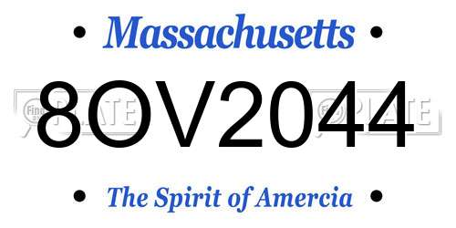 8OV2044 Massachusetts License Plate