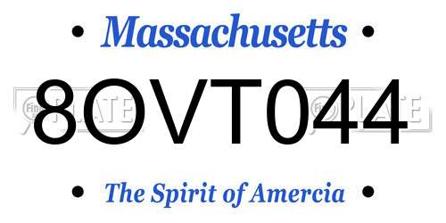 8OVT044 Massachusetts License Plate