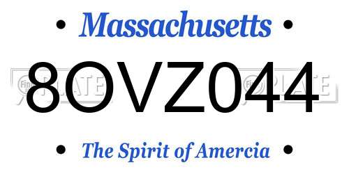 8OVZ044 Massachusetts License Plate