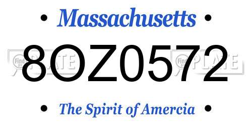 8OZ0572 Massachusetts License Plate