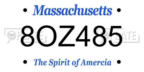 8OZ485 Massachusetts License Plate