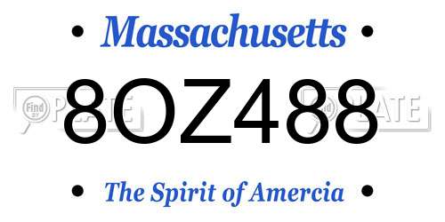 8OZ488 Massachusetts License Plate