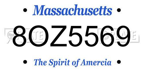 8OZ5569 Massachusetts License Plate