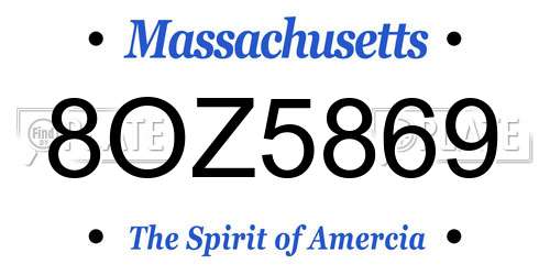 8OZ5869 Massachusetts License Plate
