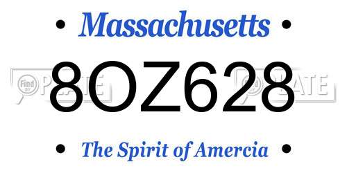 8OZ628 Massachusetts License Plate