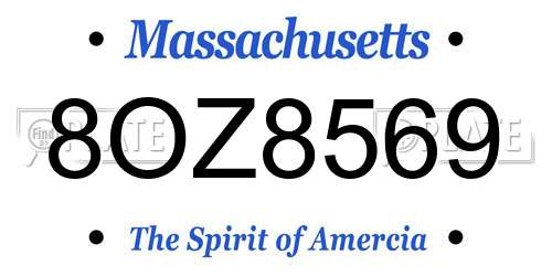 8OZ8569 Massachusetts License Plate
